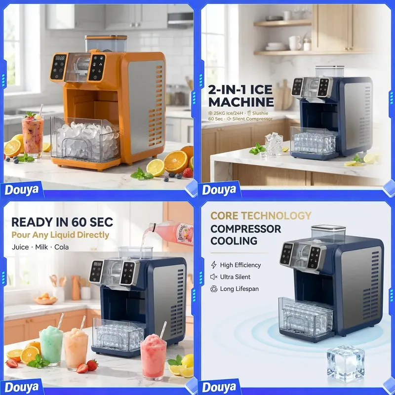 Ice Maker Machine 25Kg - Factory Direct 2-in-1 Ice Maker Smoothie