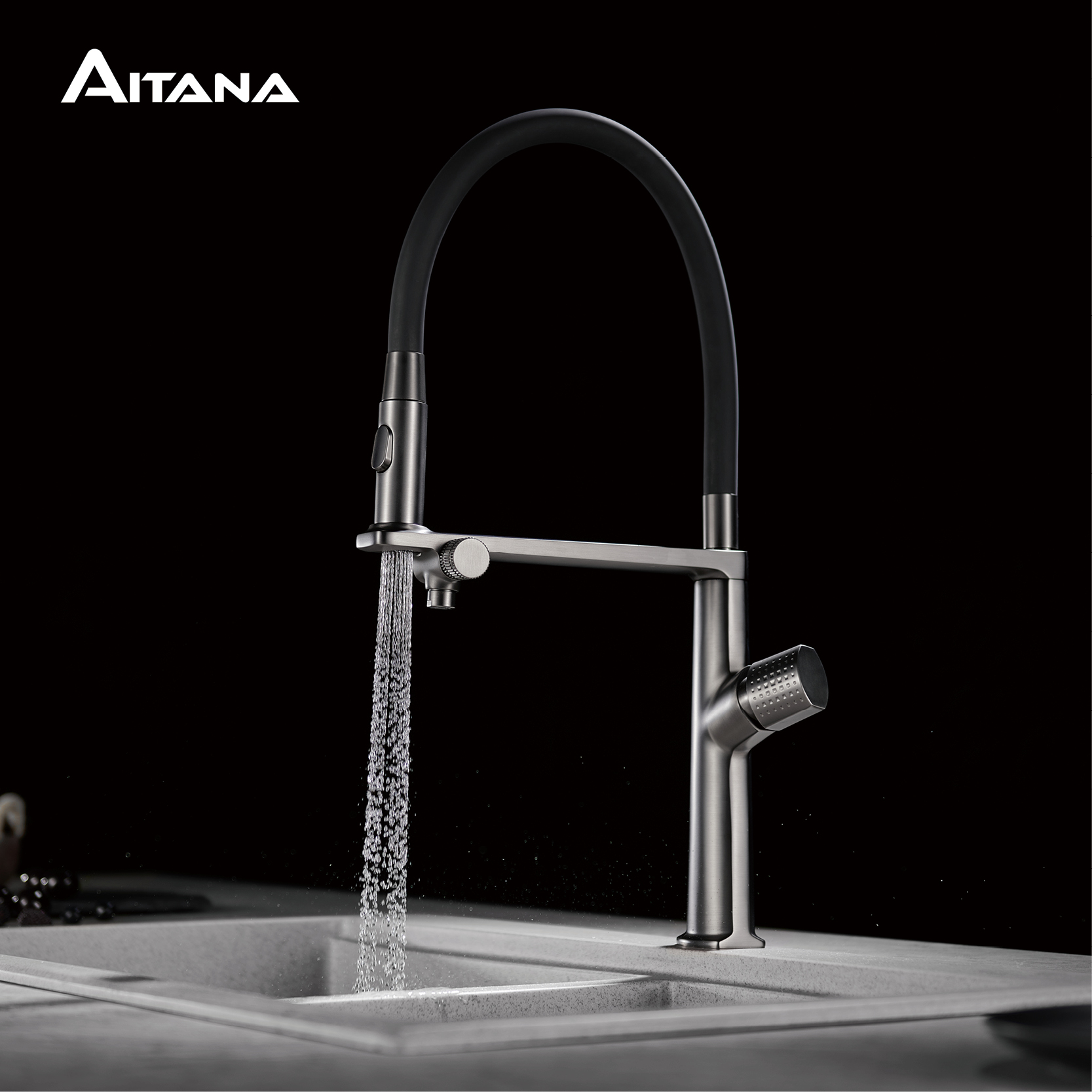 Ice Maker Water Filter - Luxury Gun Gray Brass Kitchen Faucet